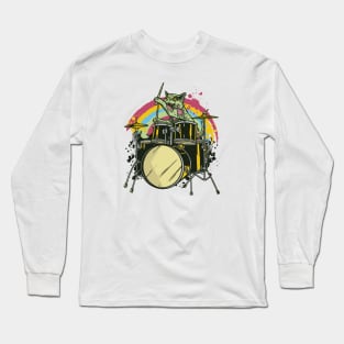 Zombie Cat Drummer // Funny Halloween Spooky Cat Long Sleeve T-Shirt